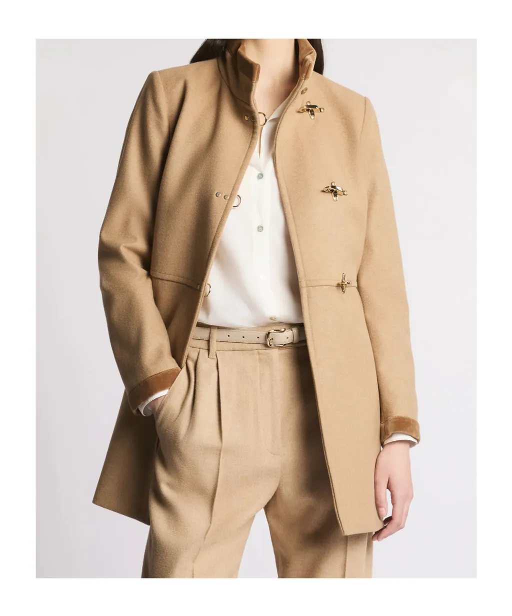 Virginia Velvet-Trimmed Coat