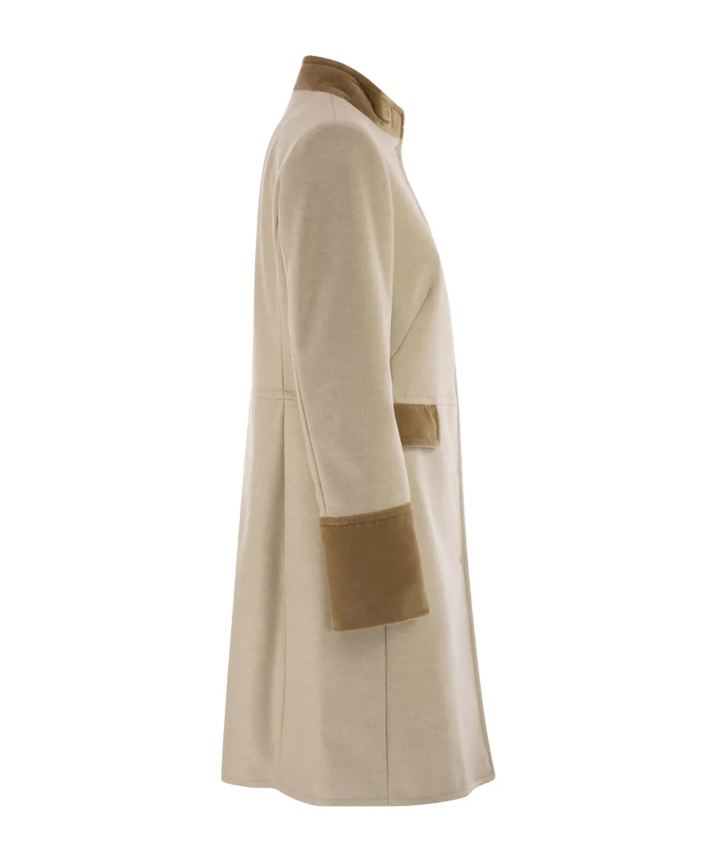 Virginia Velvet-Trim Coat