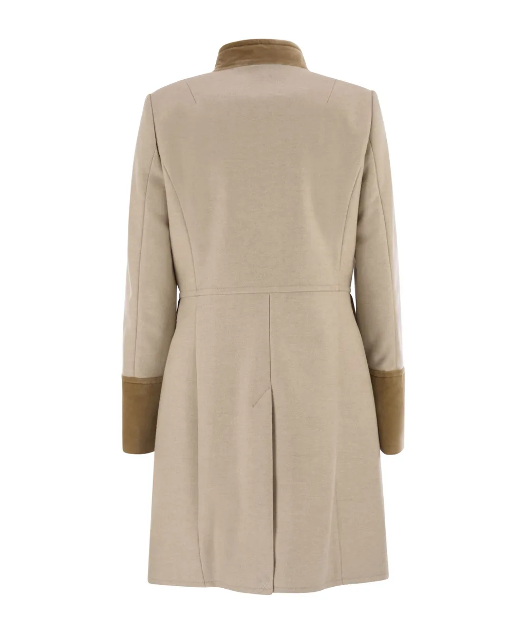 Virginia Velvet-Trim Coat