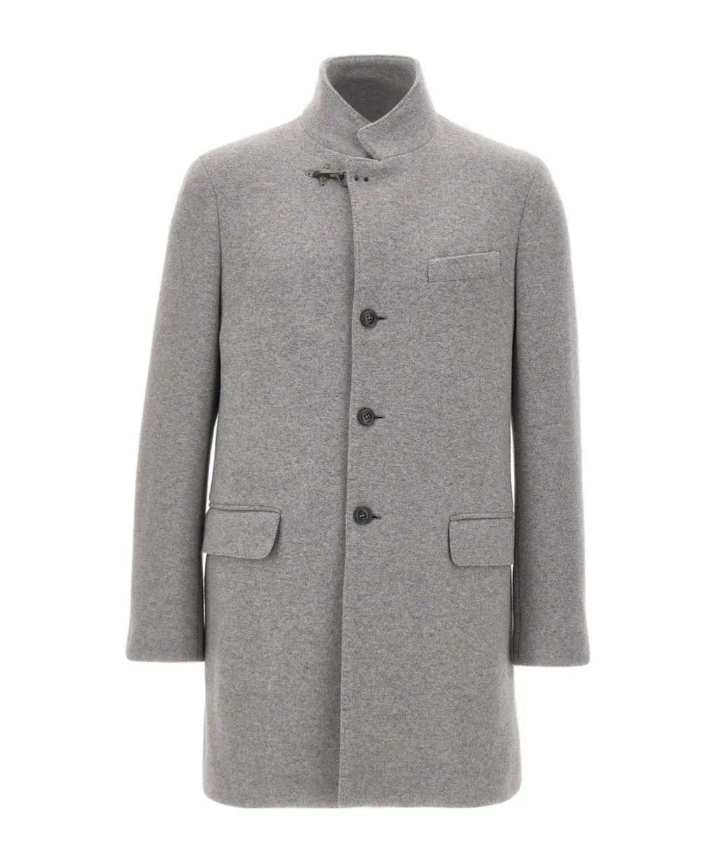 Herringbone Wool-Blend Coat