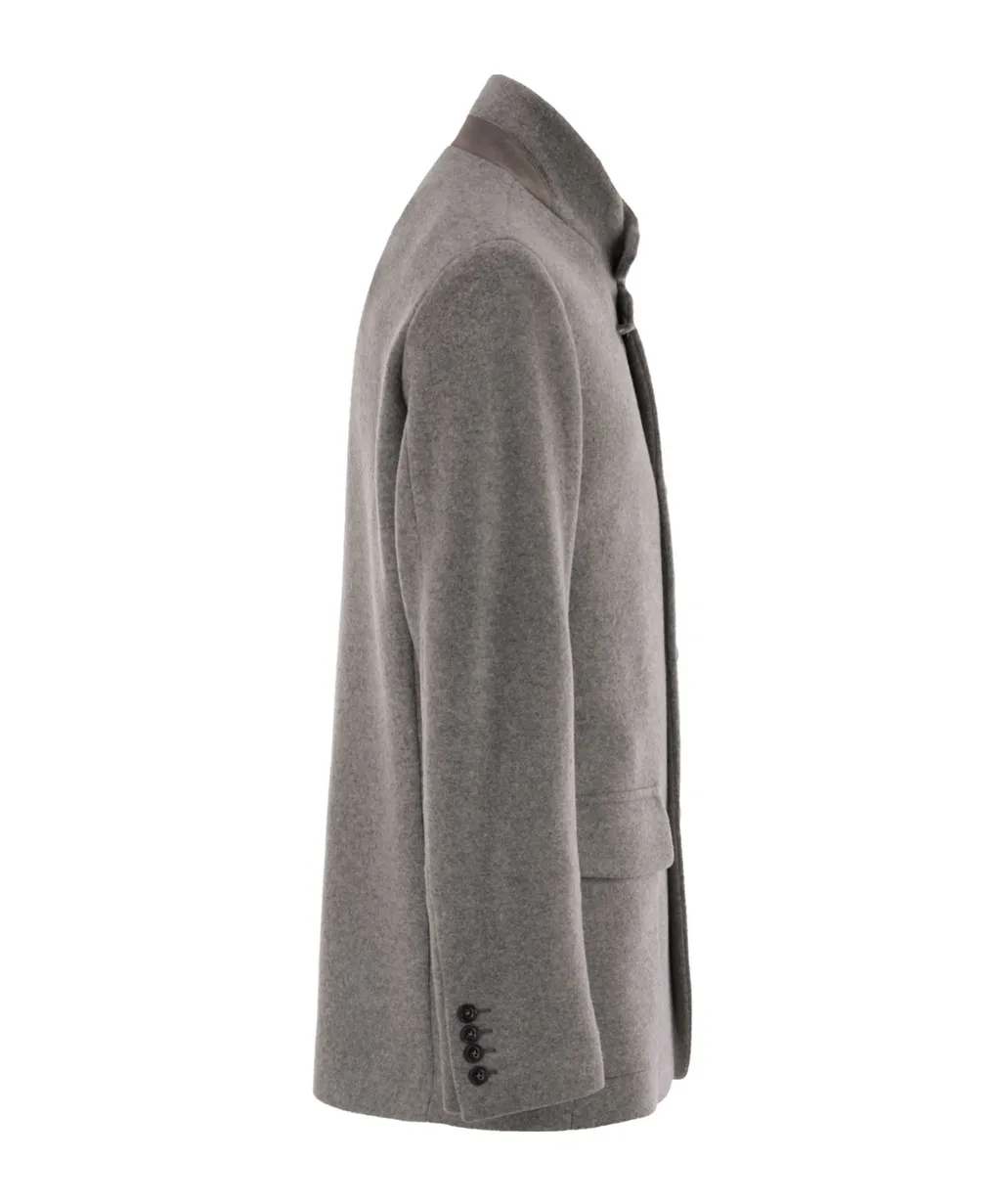 Herringbone Wool-Blend Caban Coat