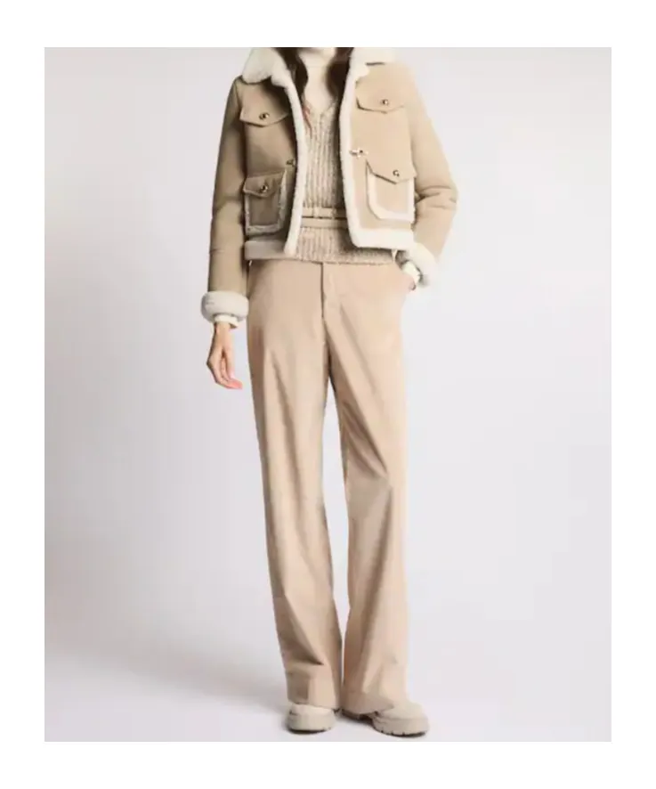 Shearling Trim Cropped Jacket