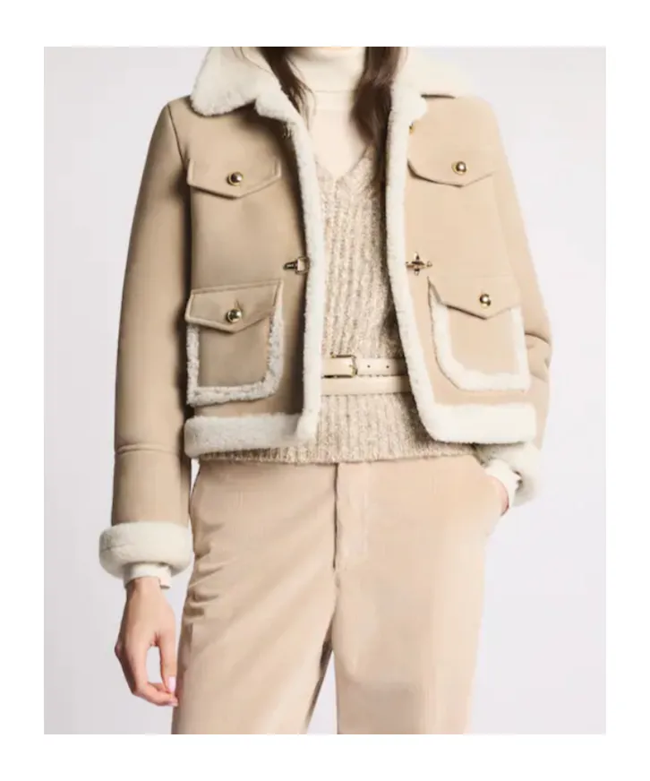 Shearling Trim Cropped Jacket