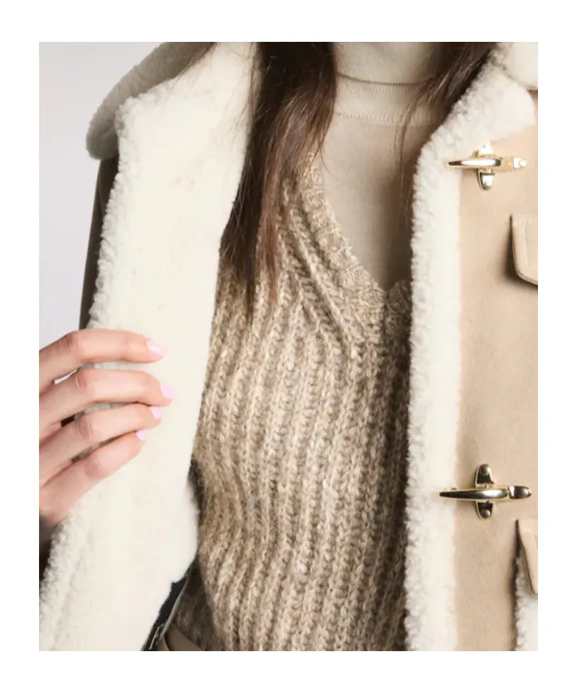 Shearling Trim Cropped Jacket