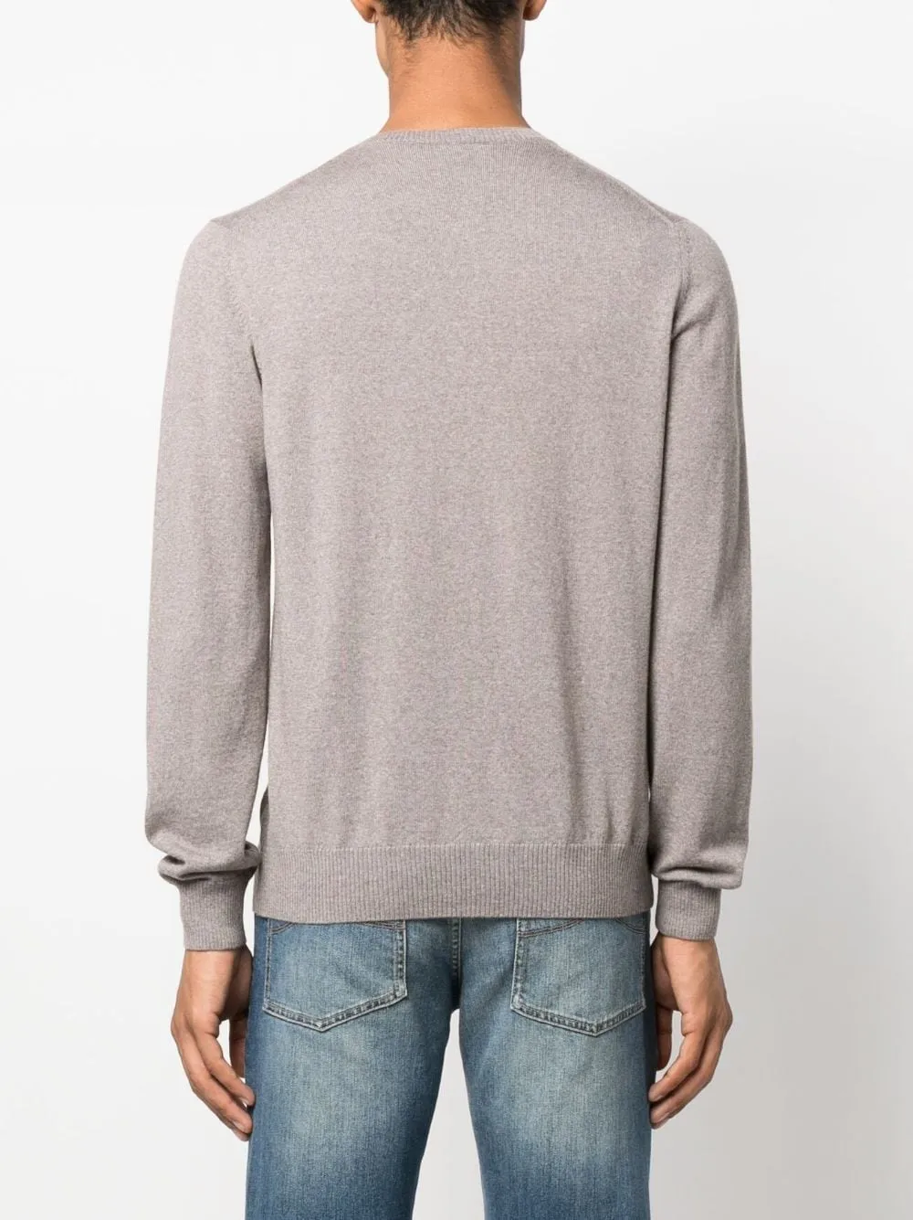 V-Neck Fine-Knit Sweatshirt