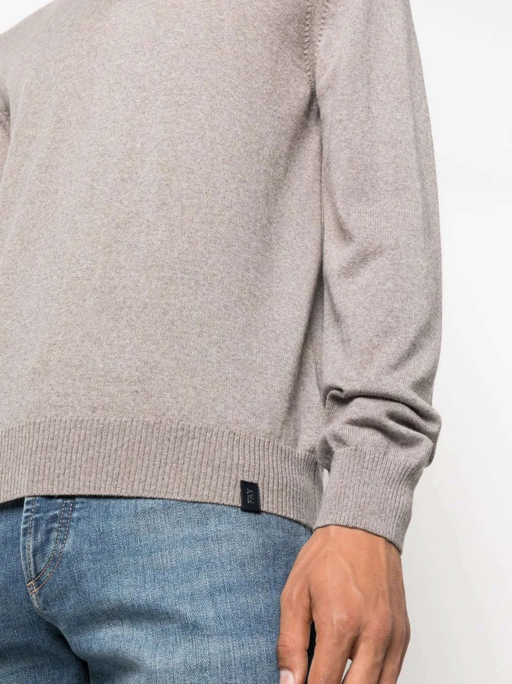 V-Neck Fine-Knit Sweatshirt