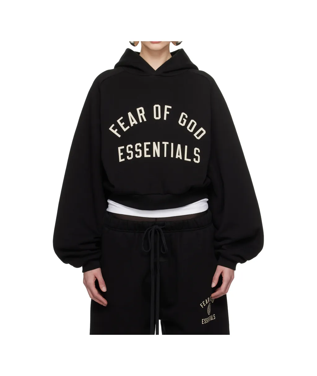 Logo Printed Cropped Hoodie