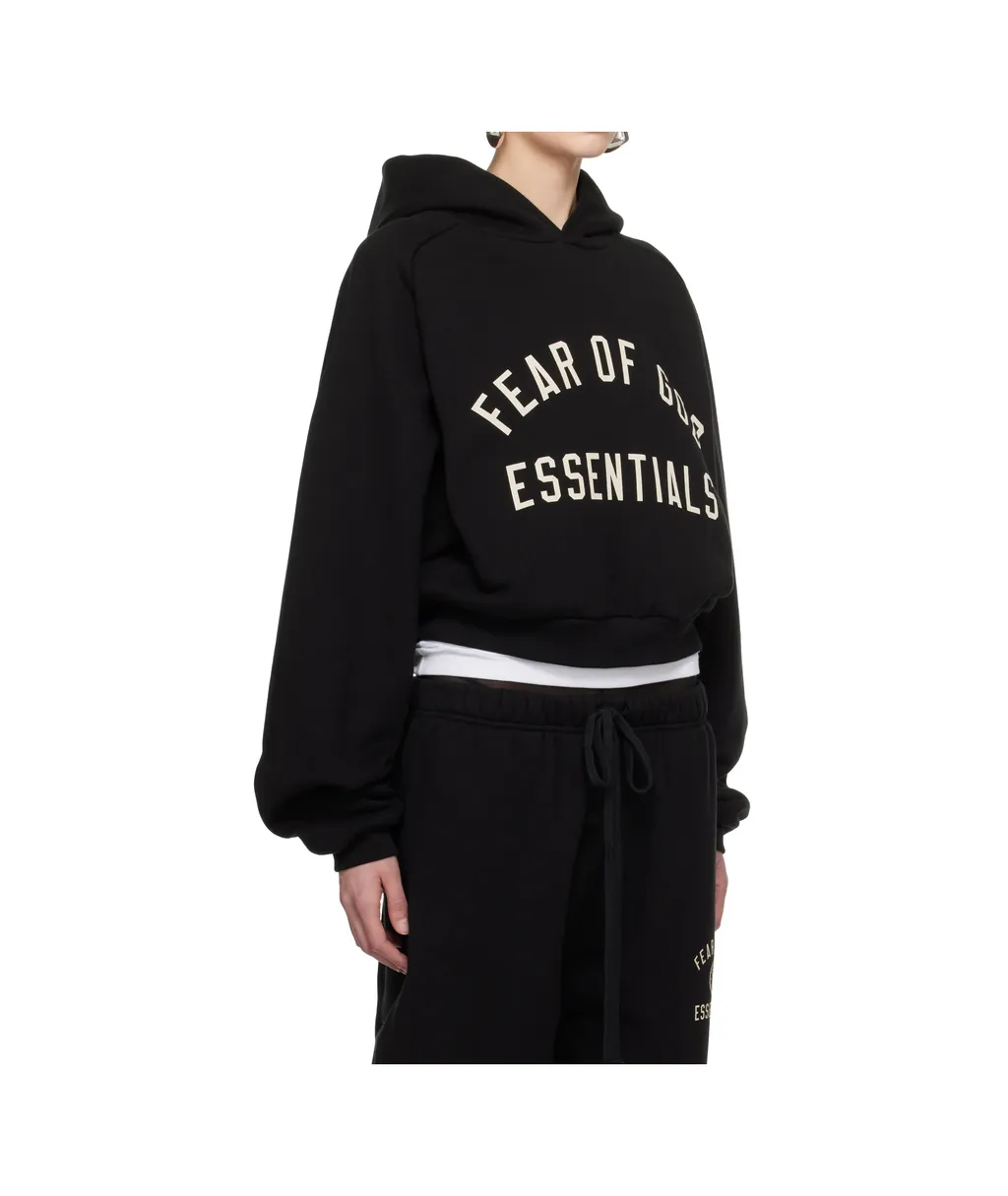 Logo Printed Cropped Hoodie