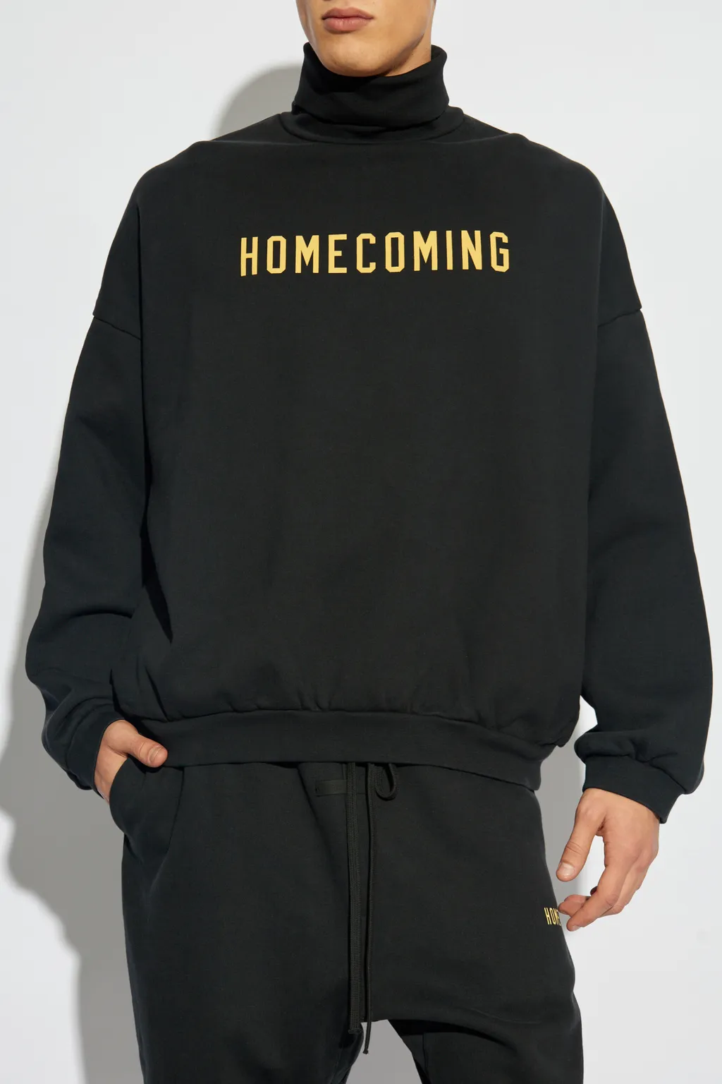 Slogan Printed Roll-Neck Sweatshirt