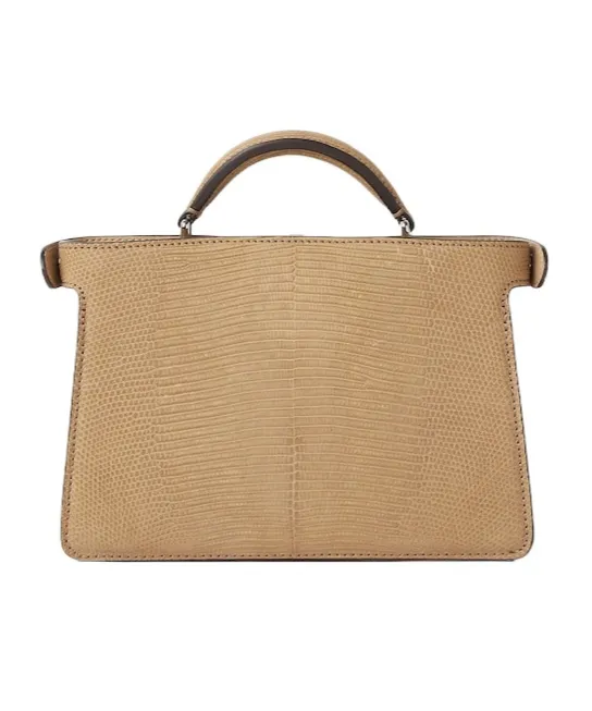 Peekaboo Iseeu X-Cross Beige Nubuck Lizard Leather Bag
