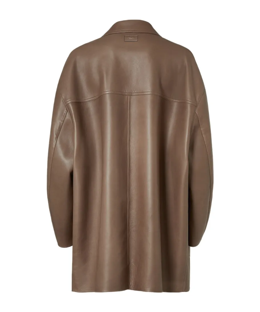 Double Breasted Leather Pea Coat