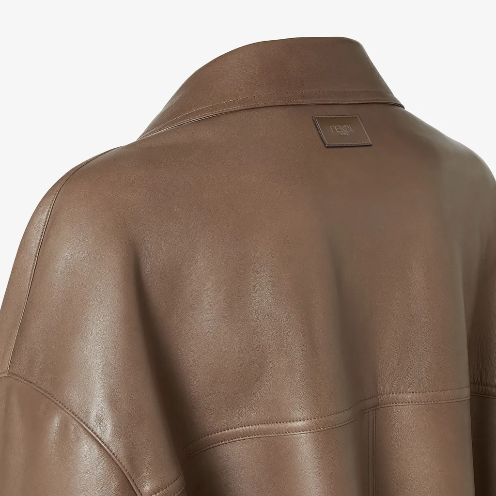Double Breasted Leather Pea Coat