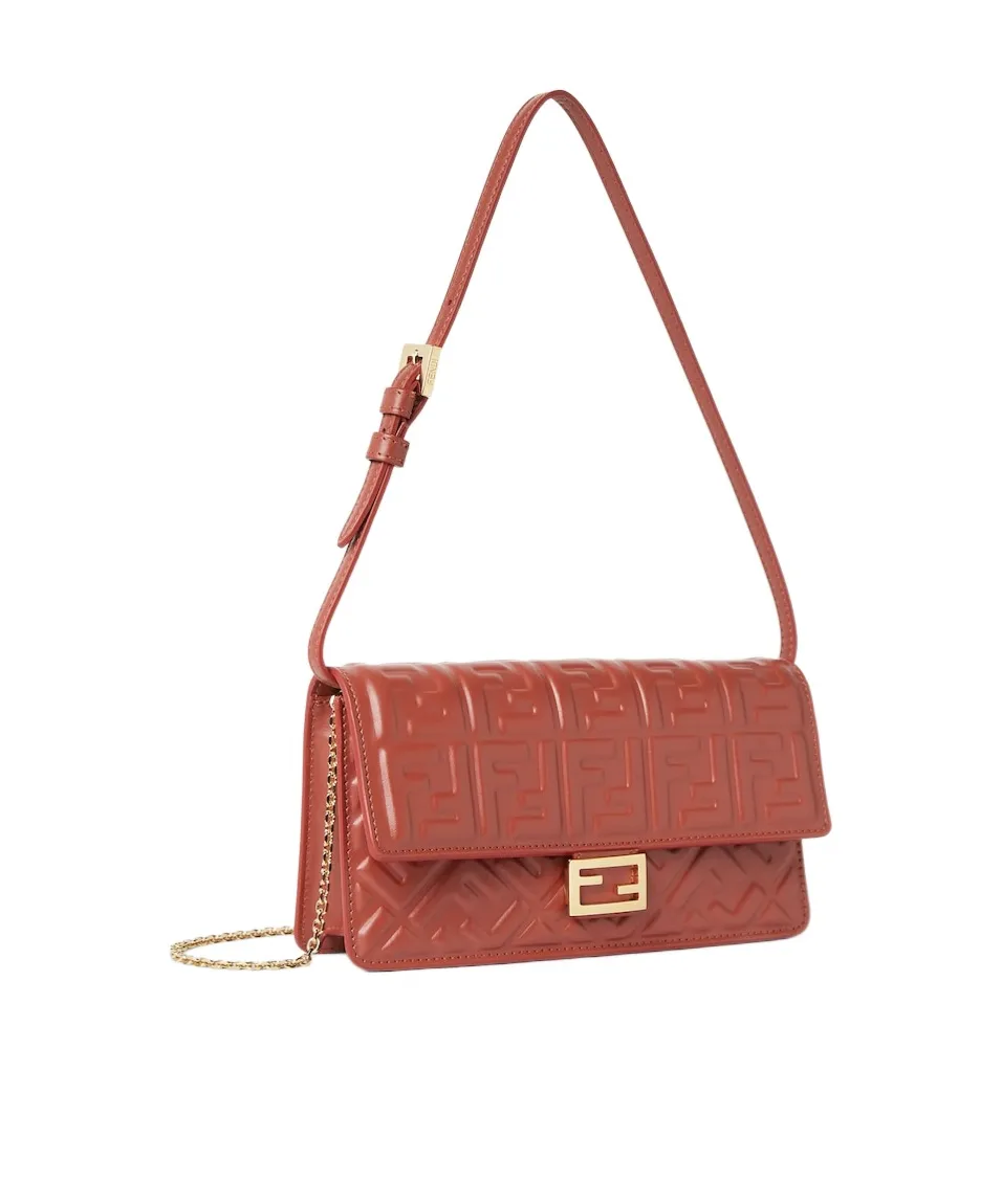 Baguette Ff Embossed Chain-Linked Wallet