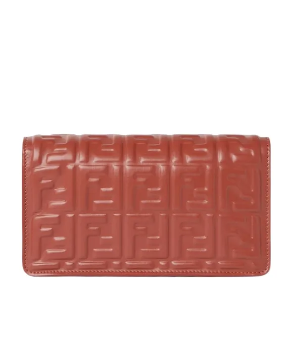 Baguette Ff Embossed Chain-Linked Wallet