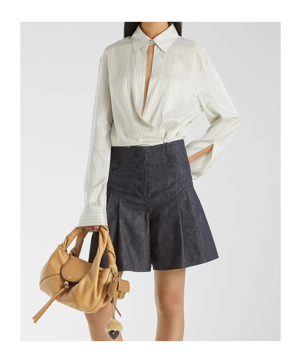 Striped Asymmetric Long-Sleeved Shirt