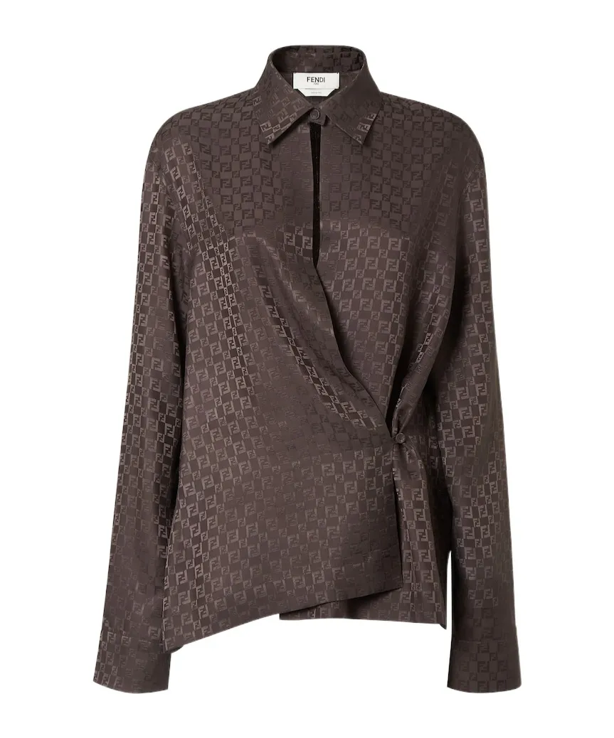 Ff Jacquard Asymmetric Long-Sleeved Shirt