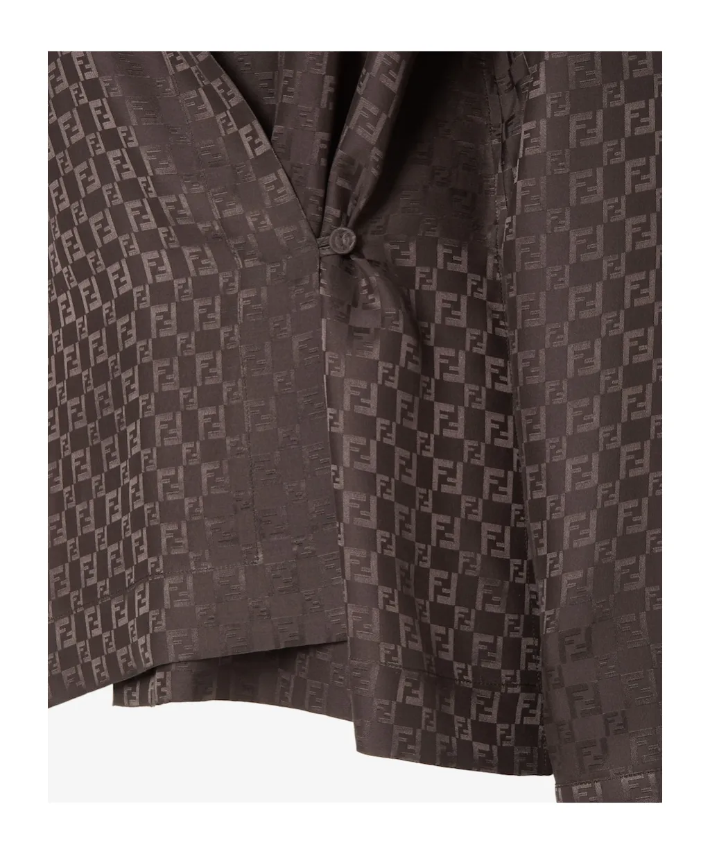 Ff Jacquard Asymmetric Long-Sleeved Shirt