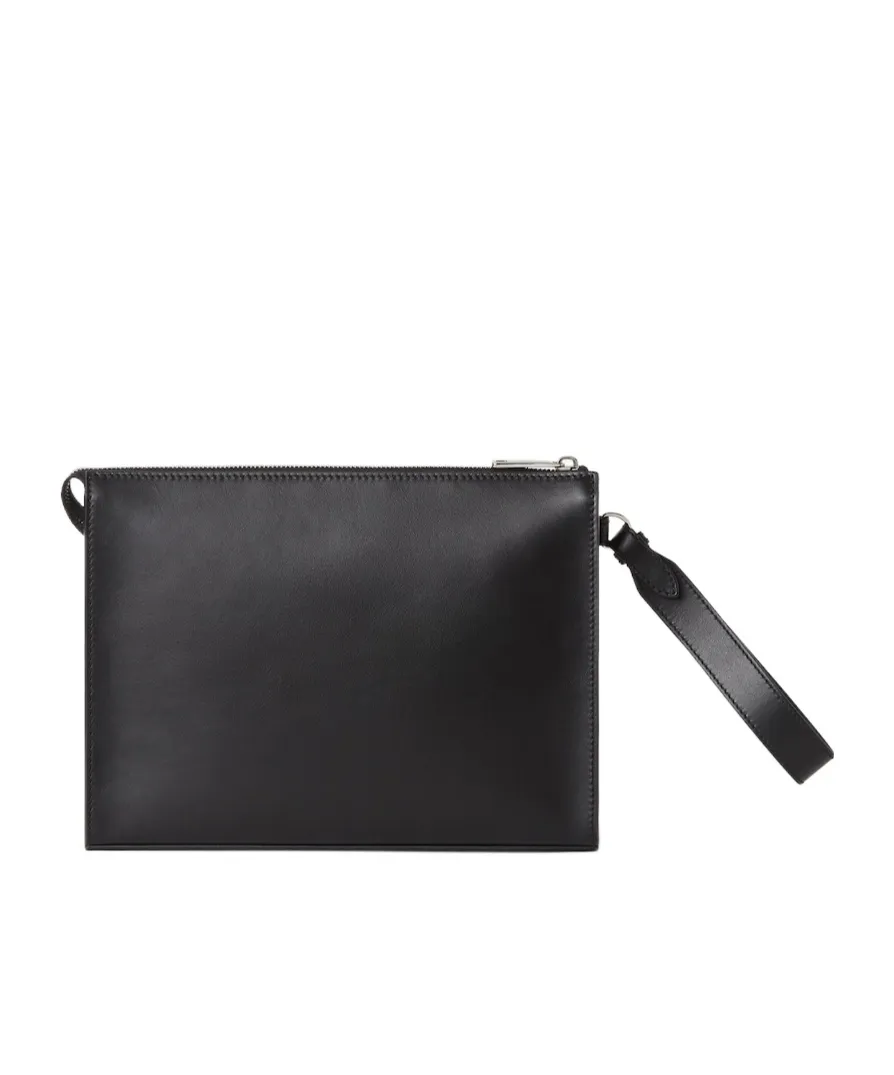 Logo Plaque Zipped Clutch Bag
