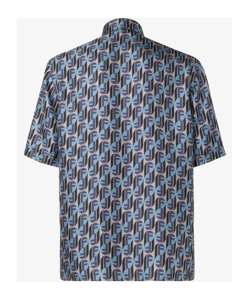 Blue Printed Silk Shirt