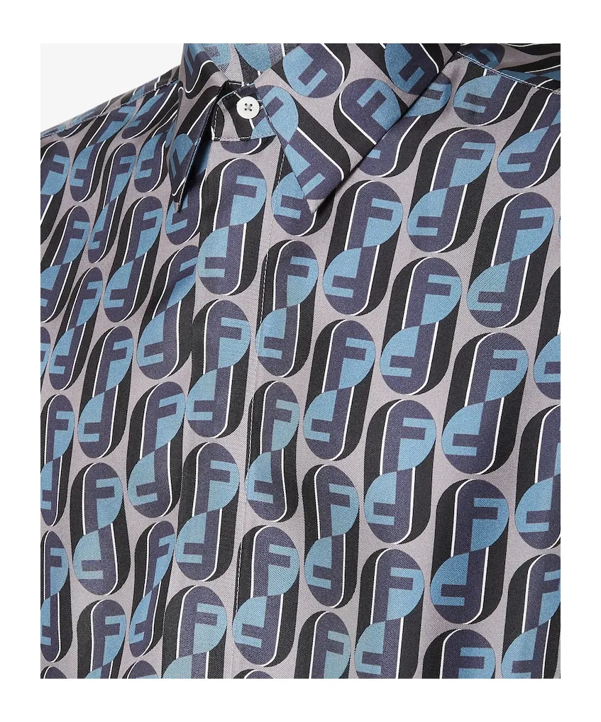 Blue Printed Silk Shirt
