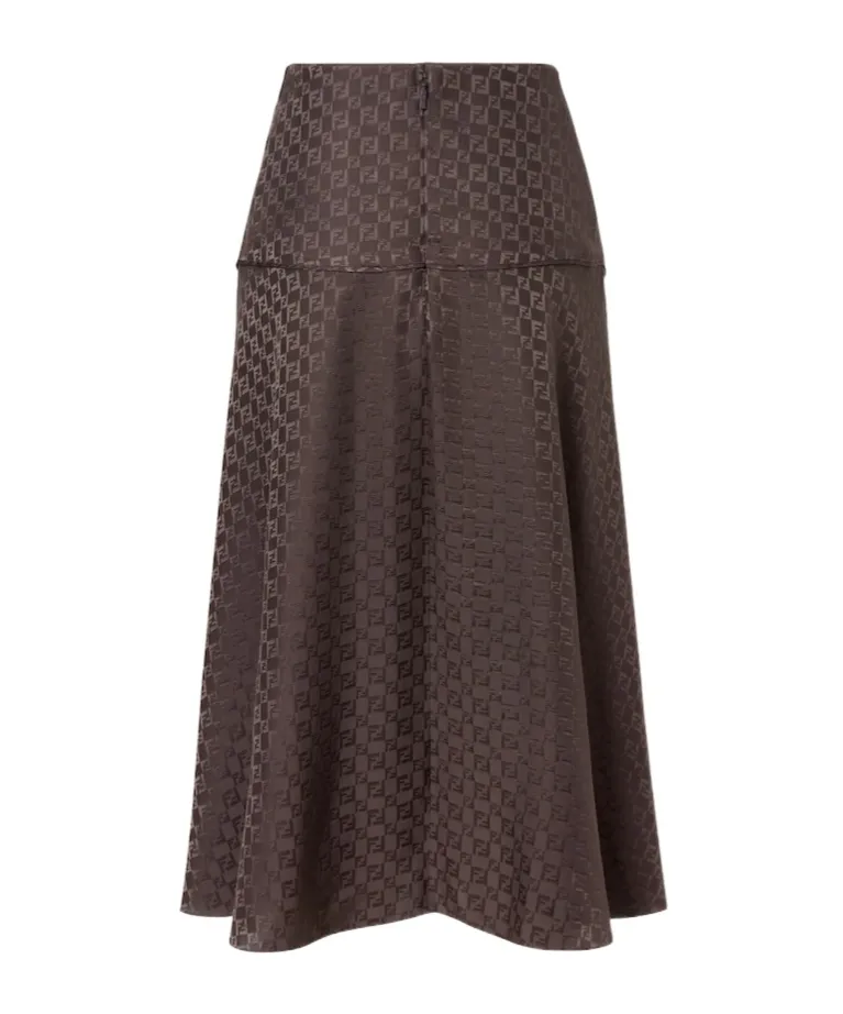 Monogrammed A-Line Midi Skirt