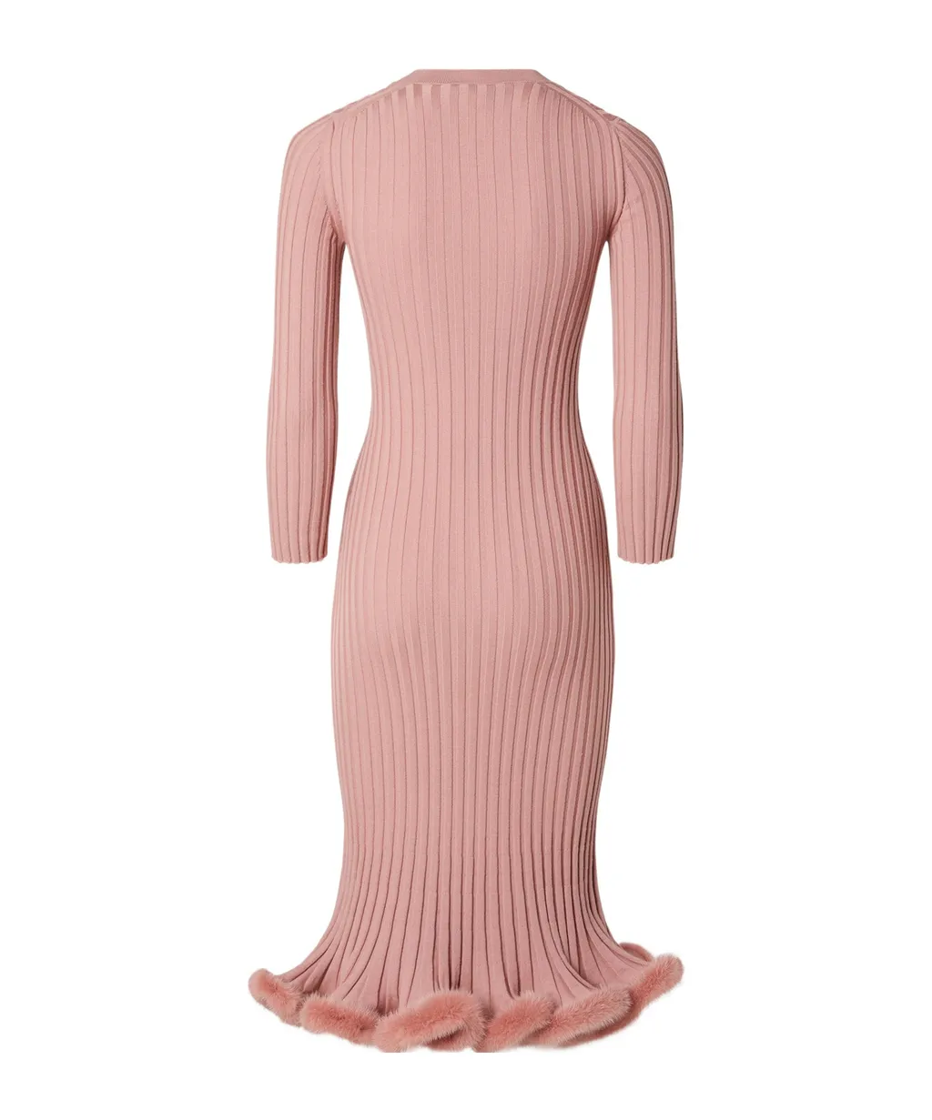 Flared-Edge Ribbed-Knit Midi Dress