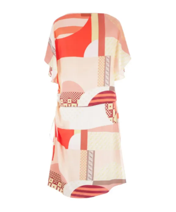 Graphic Printed Ruched Mini Dress