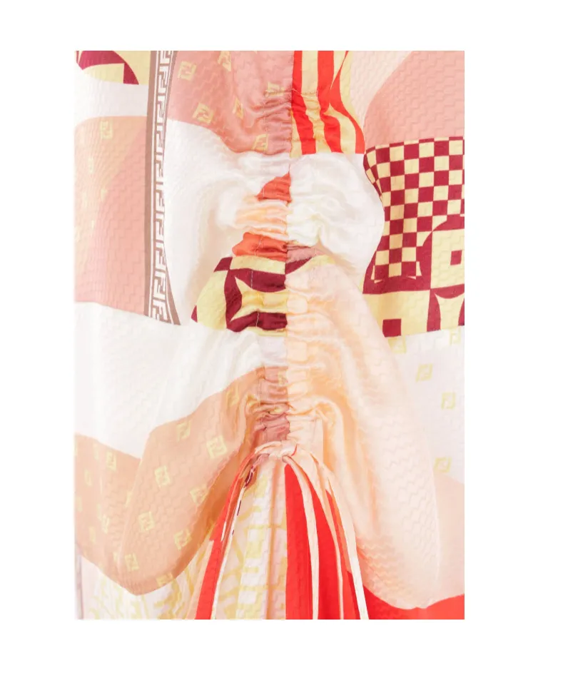 Graphic Printed Ruched Mini Dress