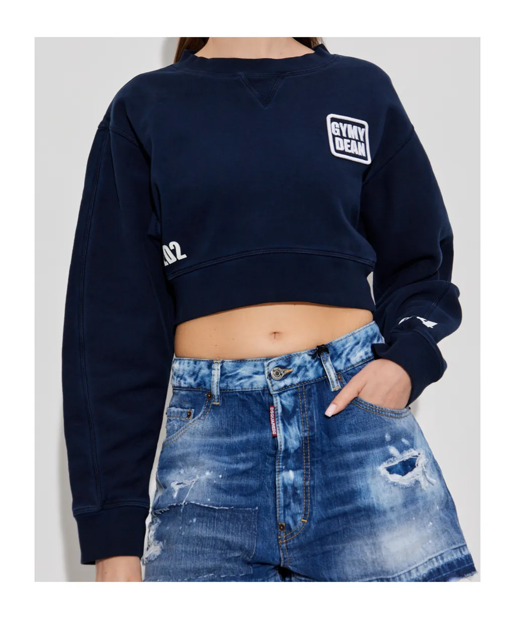 Logo Embroidered Cropped Sweatshirt
