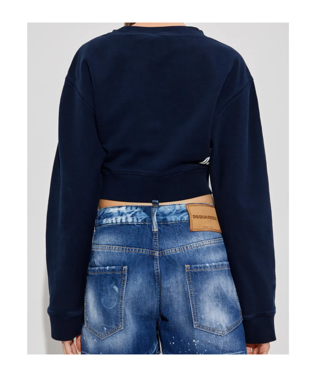 Logo Embroidered Cropped Sweatshirt