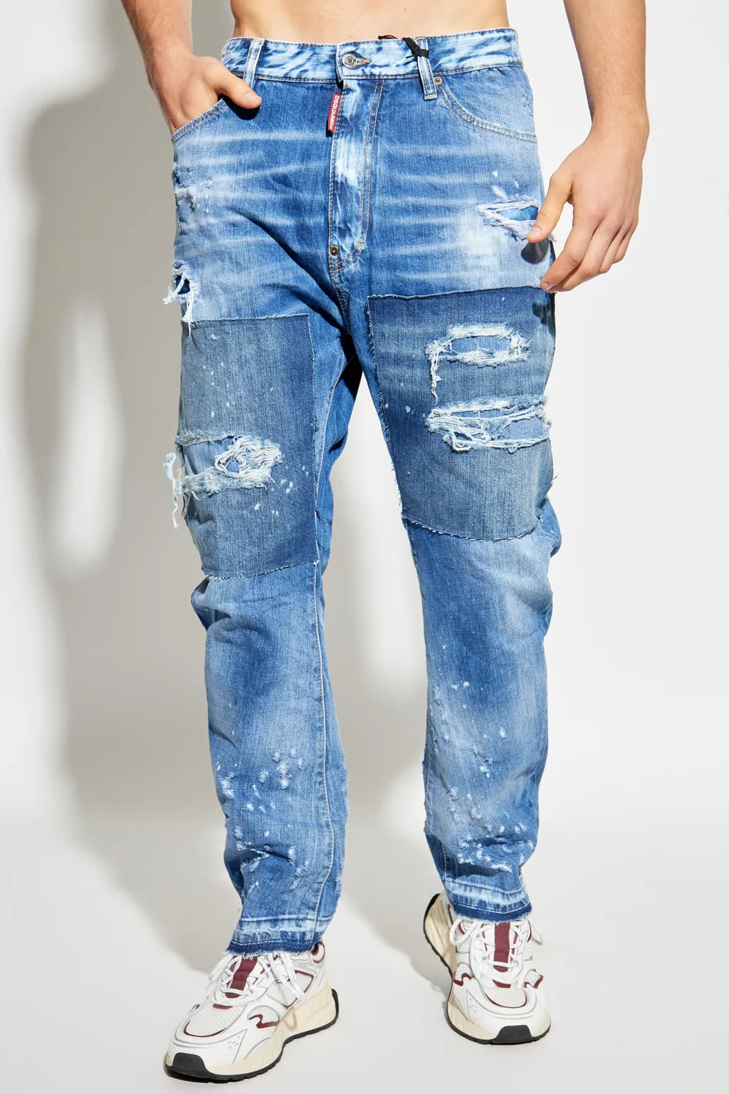 Distressed Straight-Leg Jeans