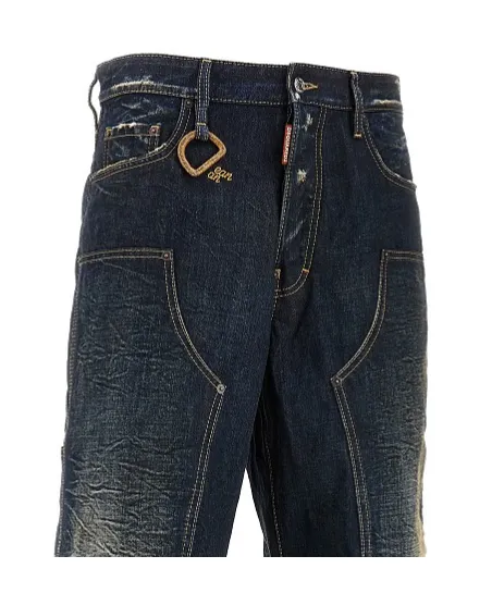 D-Ring Distressed Loose-Fit Jeans