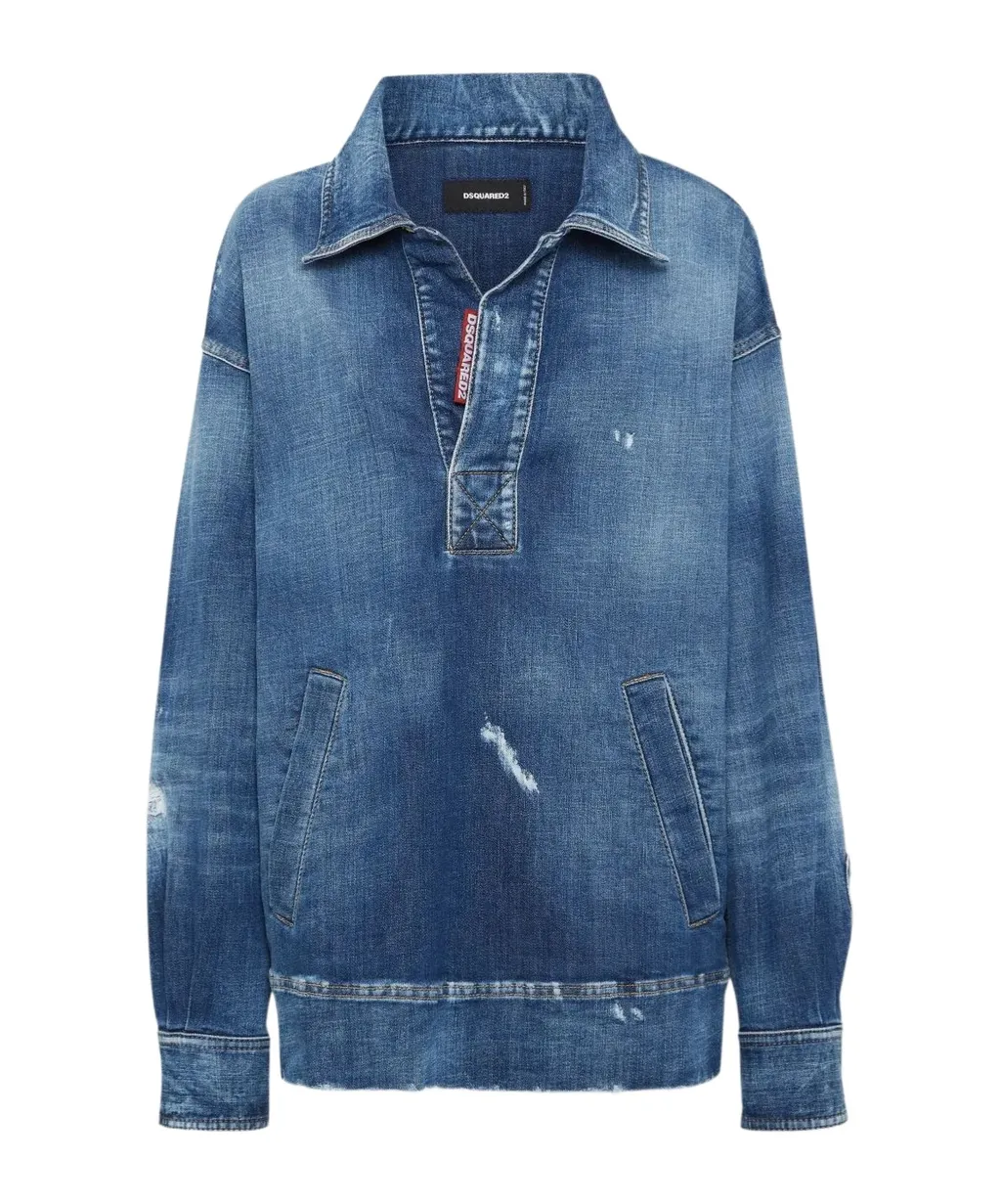 Distressed Denim Top