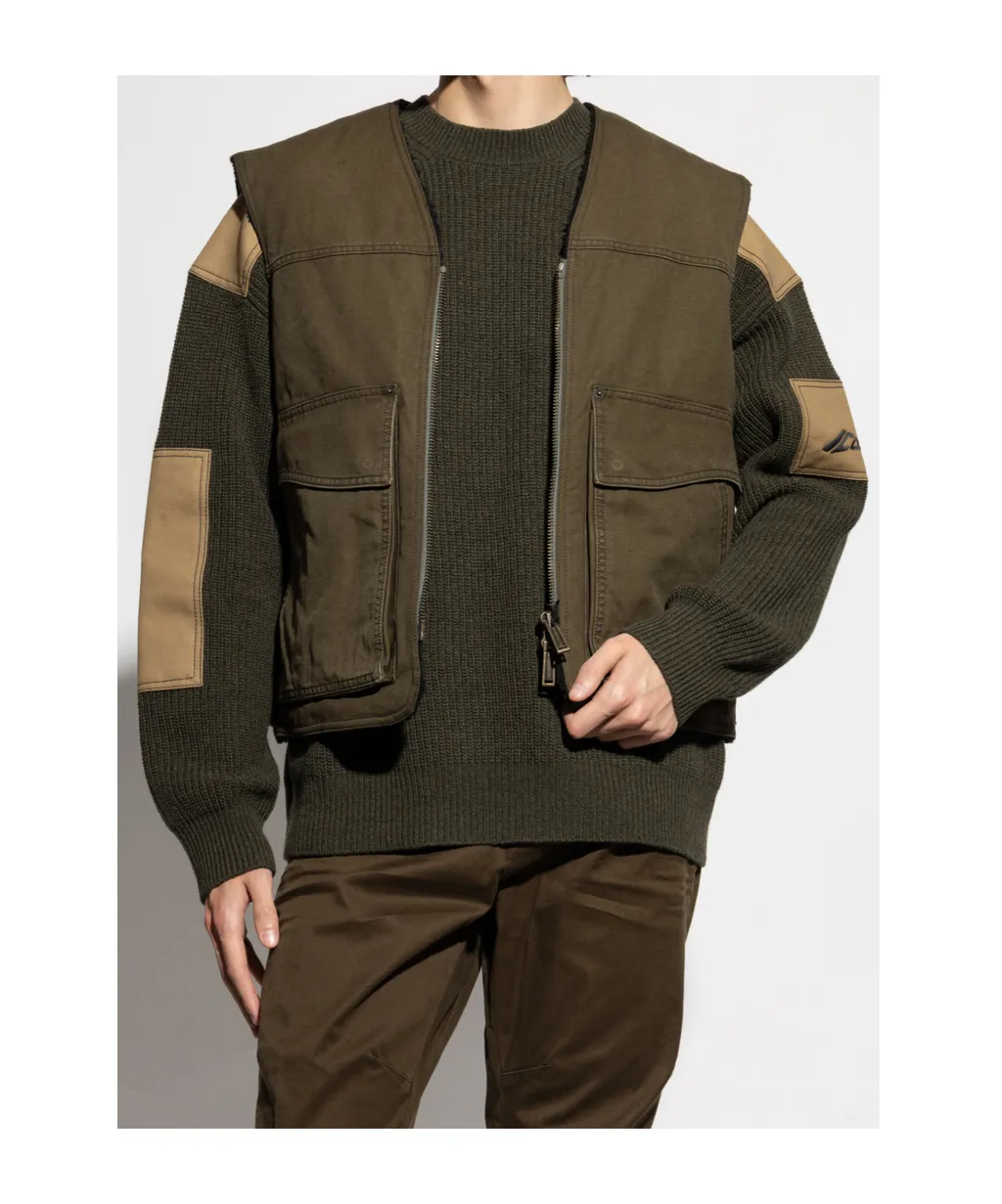 Logo-Embroidered Distressed Gilet
