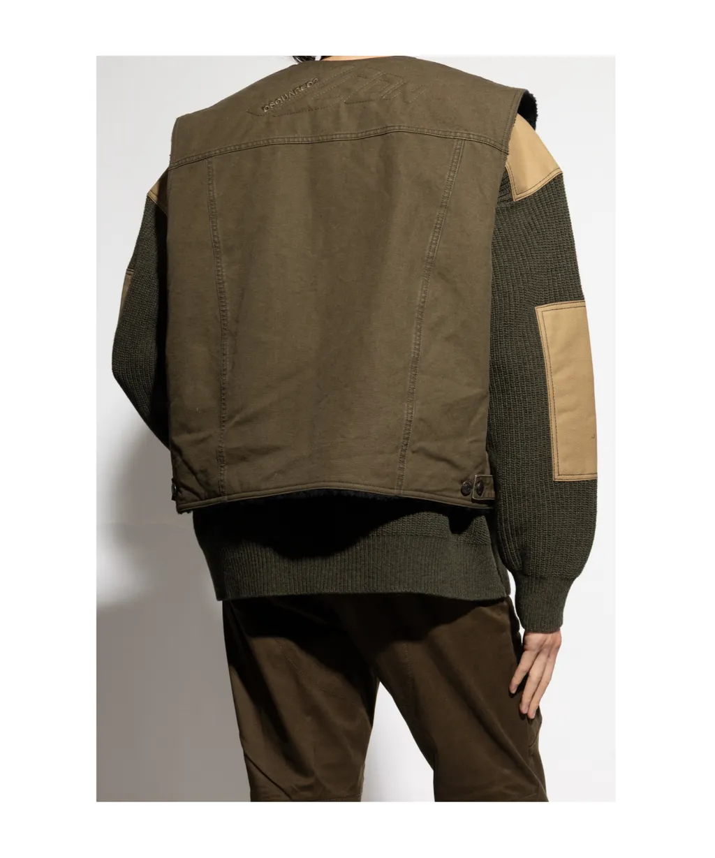 Logo-Embroidered Distressed Gilet