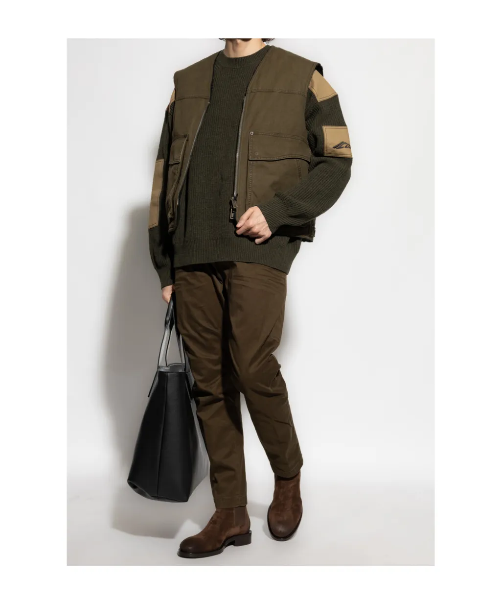Logo-Embroidered Distressed Gilet