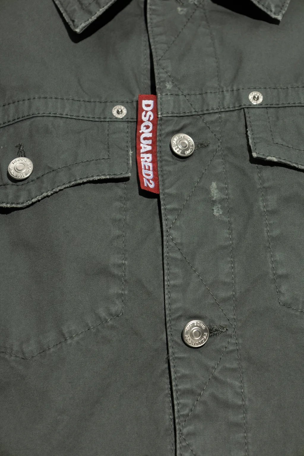 Button-Up Distressed Belted Overshirt
