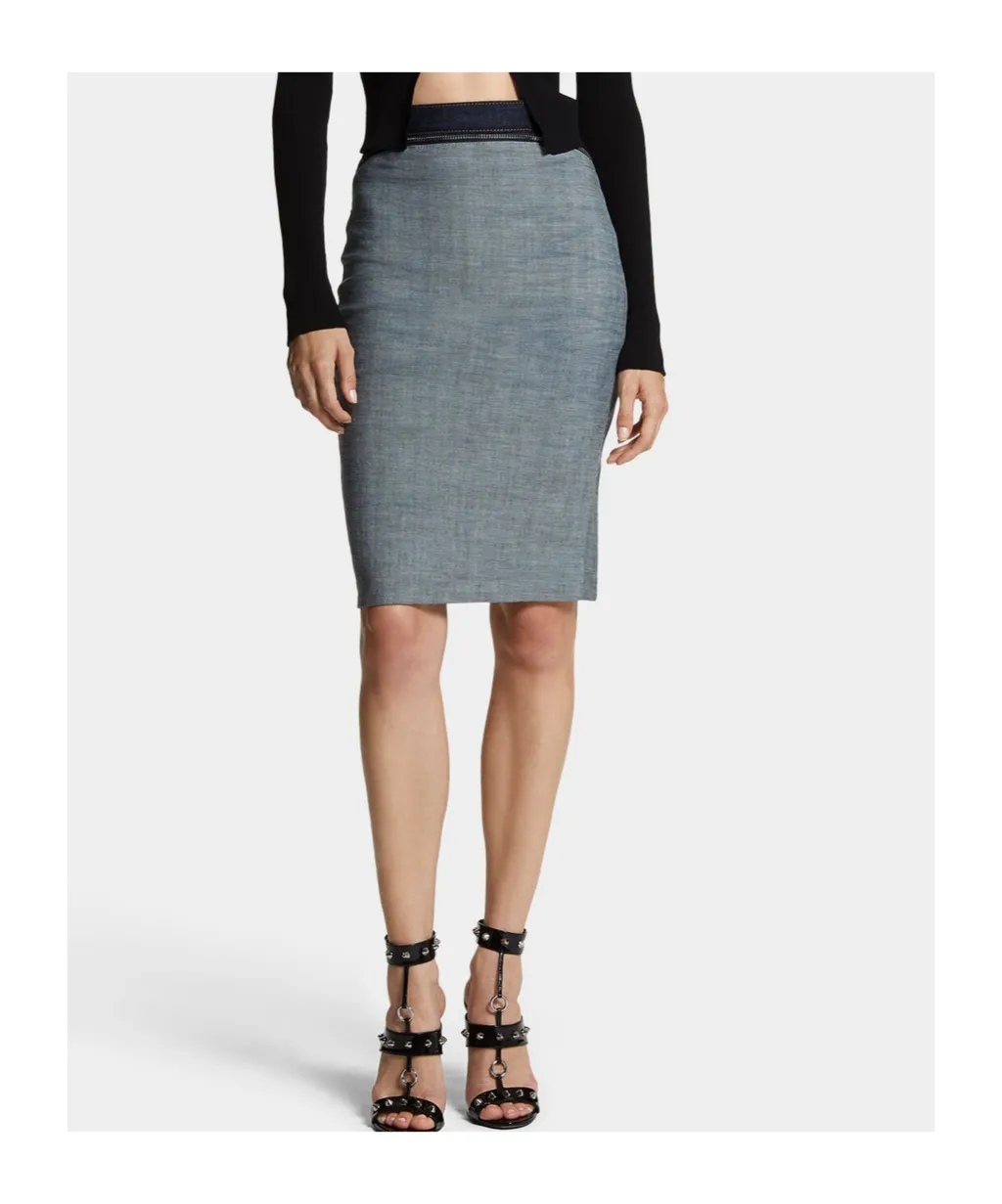 Urban Wash Upside Midi Denim Skirt