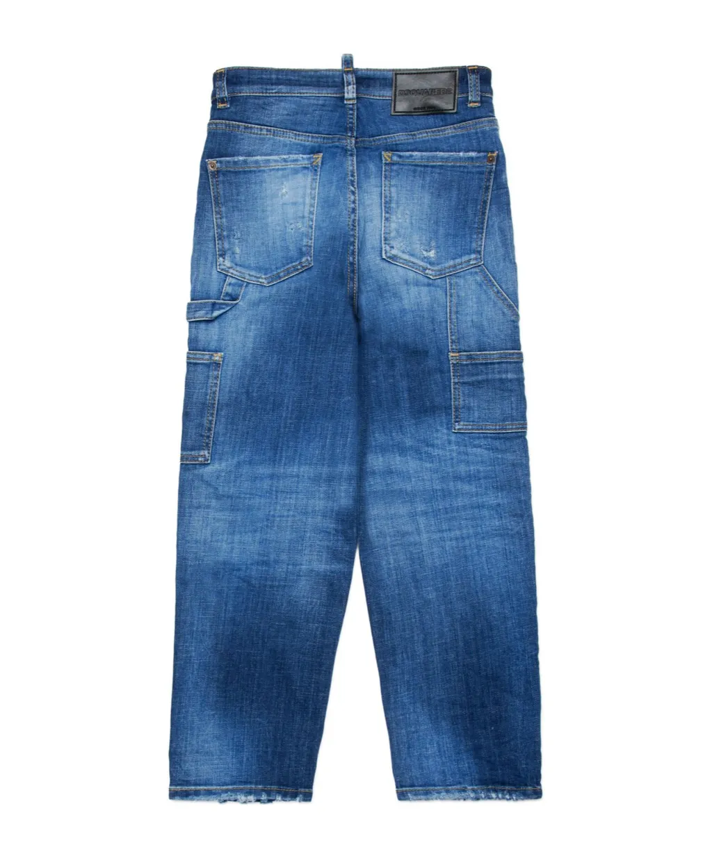 Distressed Straight-Leg Jeans