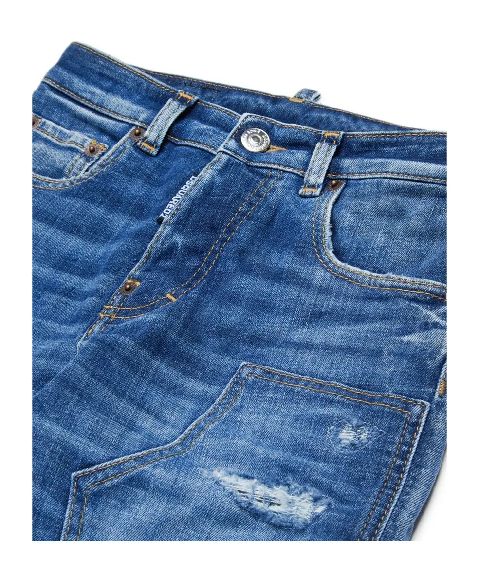 Distressed Straight-Leg Jeans