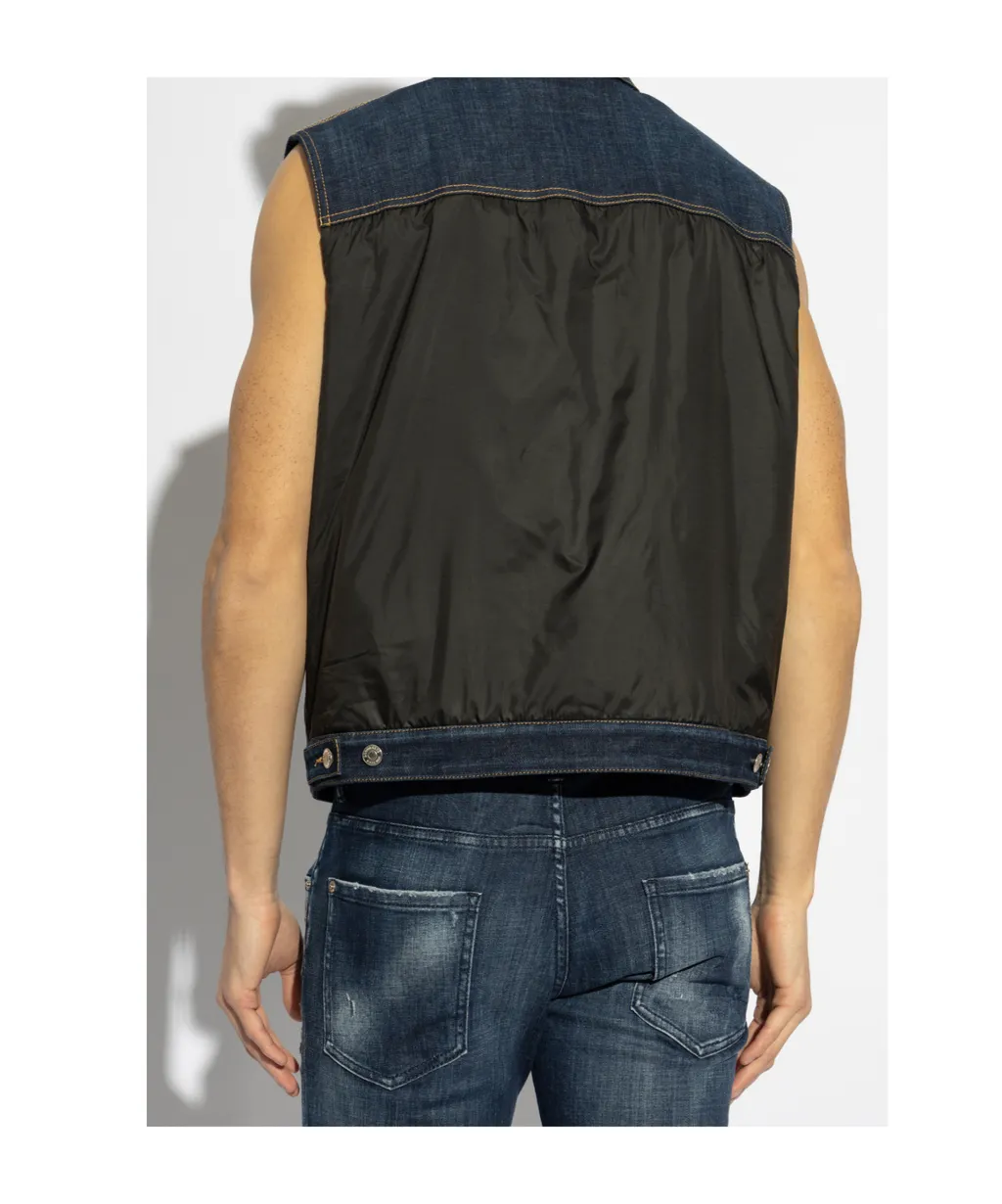 Dark Urban Wash Denim Puffer Vest