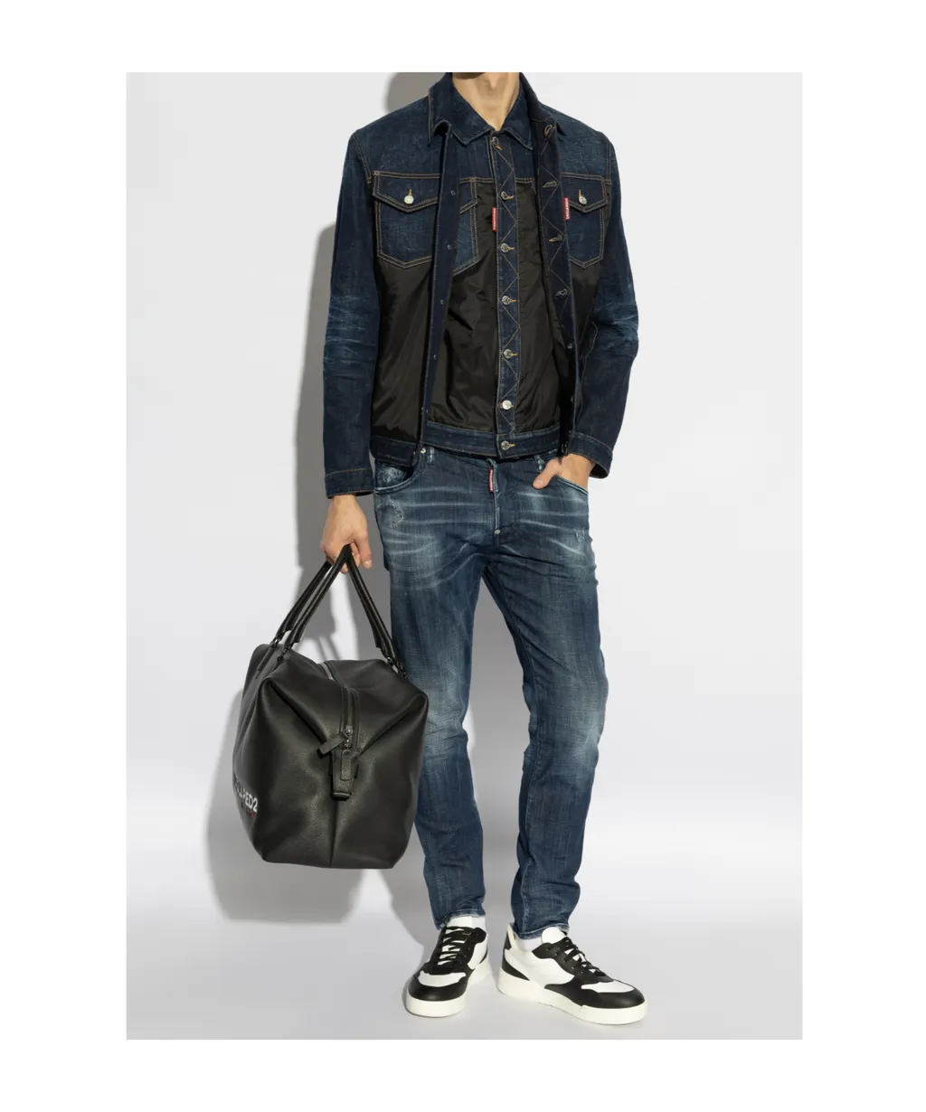 Dark Urban Wash Denim Puffer Vest