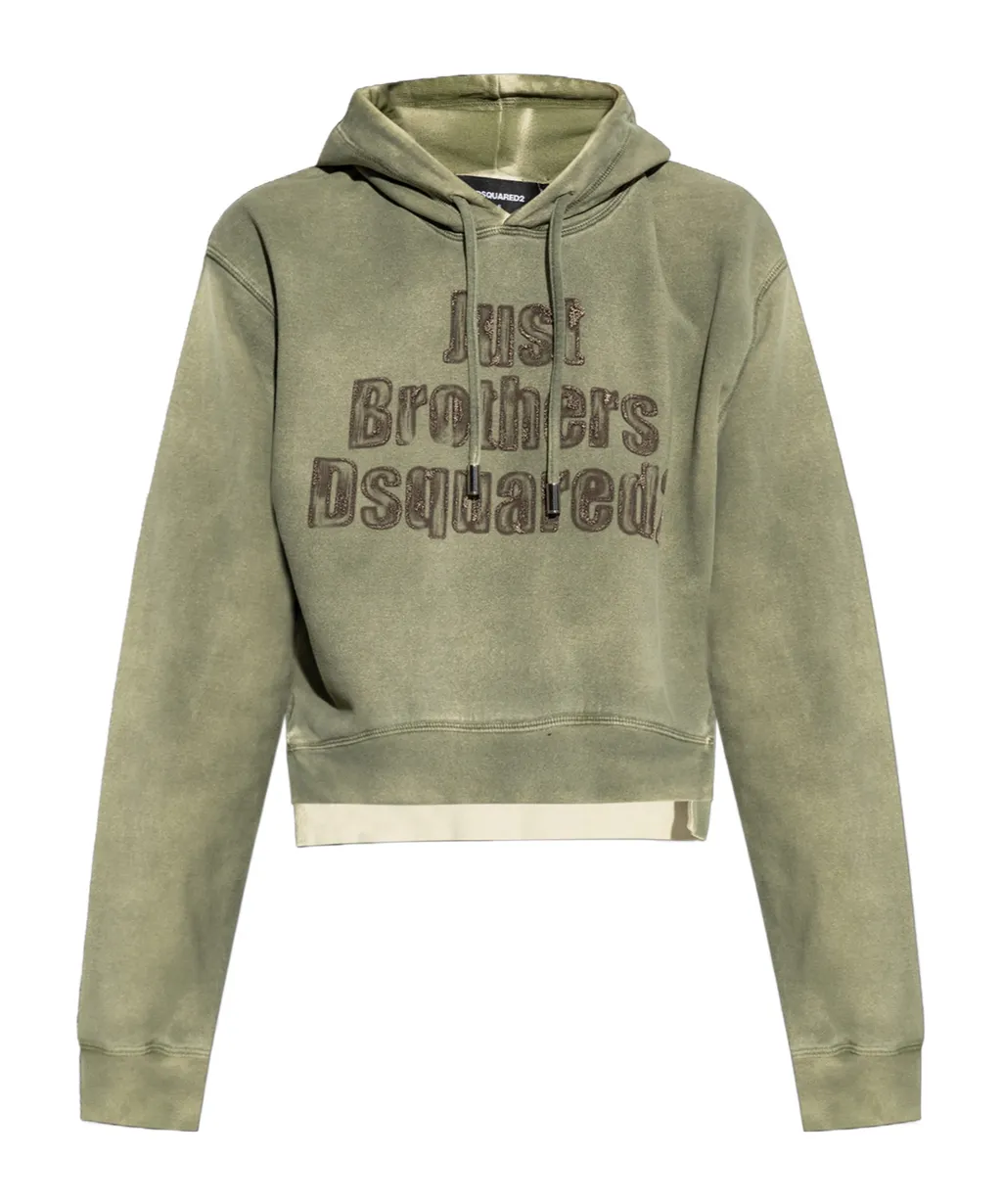 Logo Detailed Cropped Hoodie