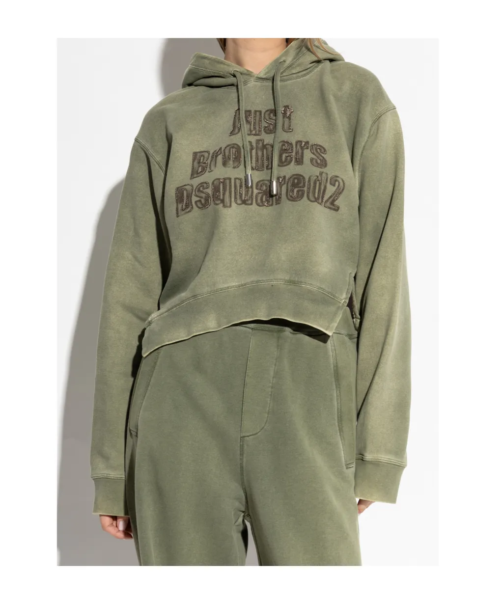 Logo Detailed Cropped Hoodie