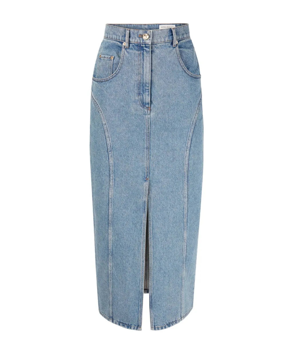 Long Denim Midi Skirt