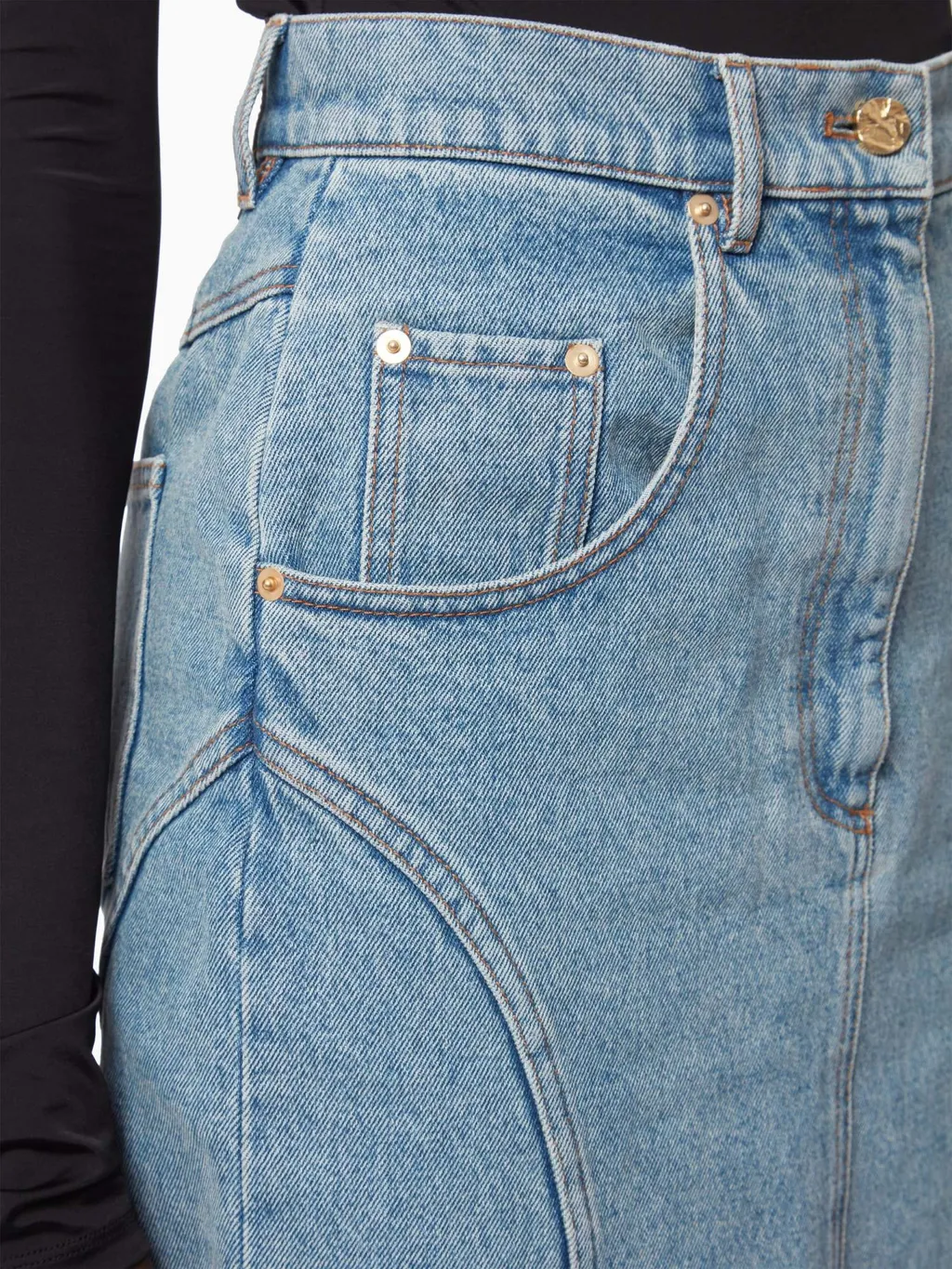 Long Denim Midi Skirt