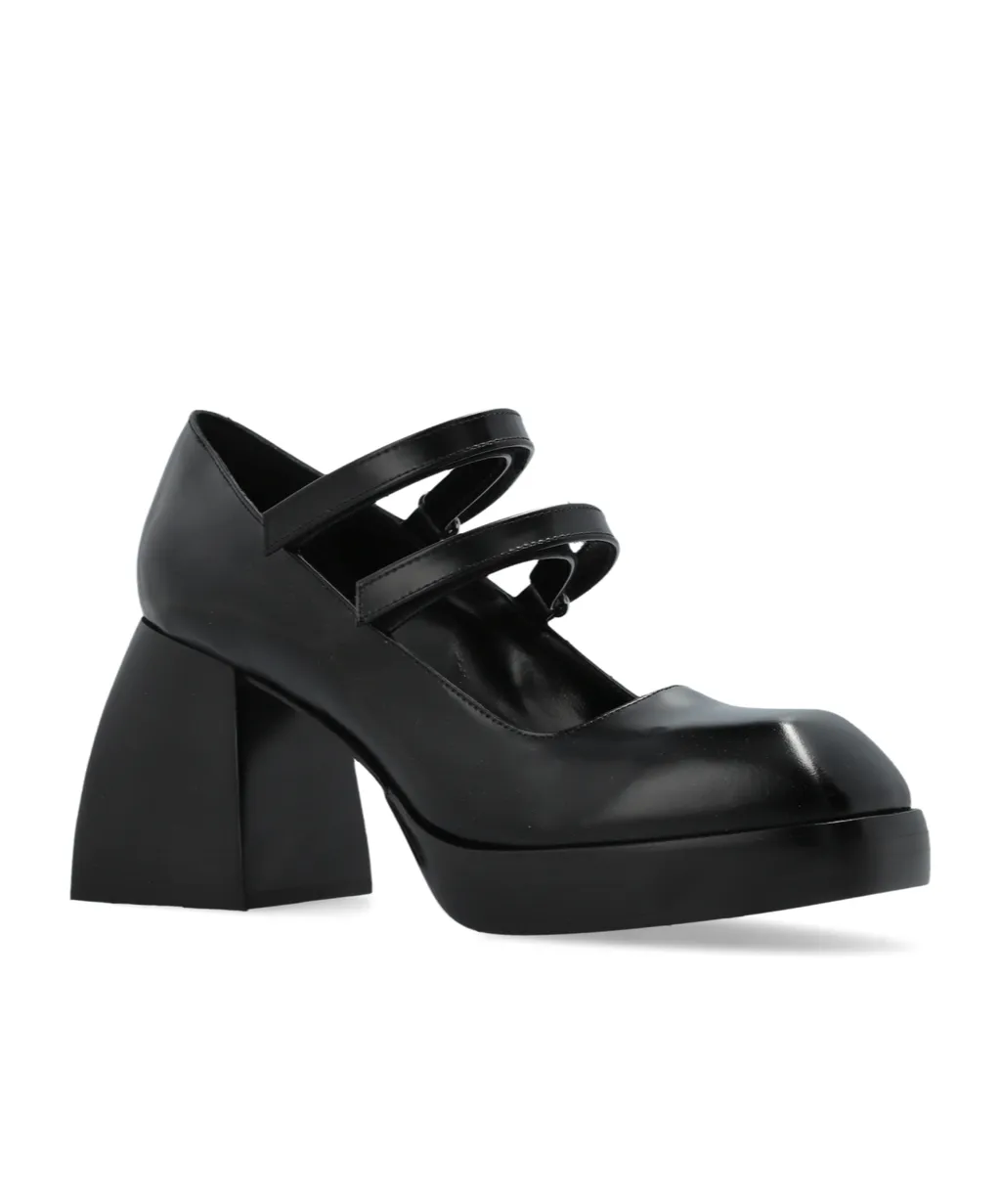 Double Strap Block Heel Pumps