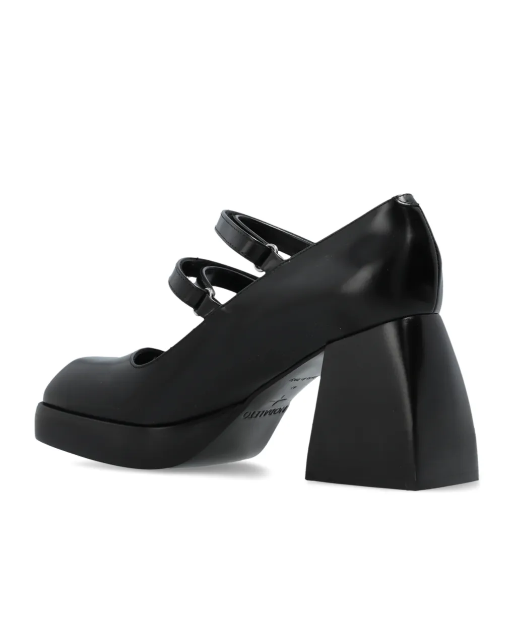 Double Strap Block Heel Pumps