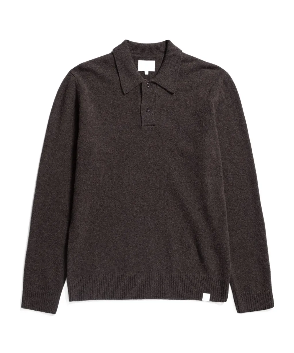 Long-Sleeved Wool Polo Shirt