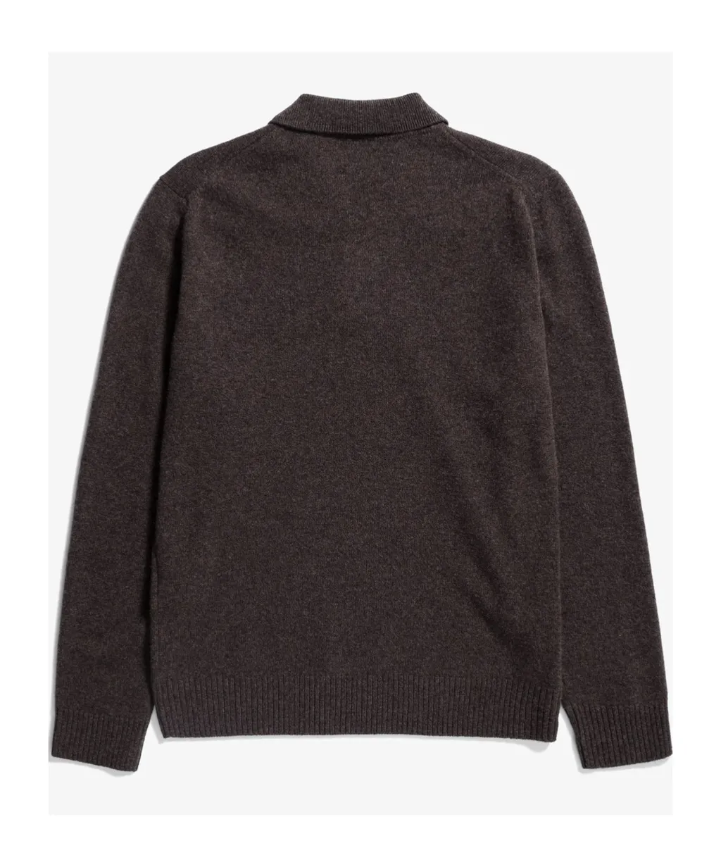 Long-Sleeved Wool Polo Shirt